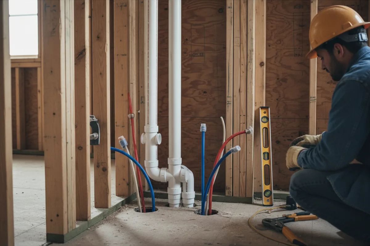 Drain and supply rough-in during Toilet Repair and Installation in New Milford