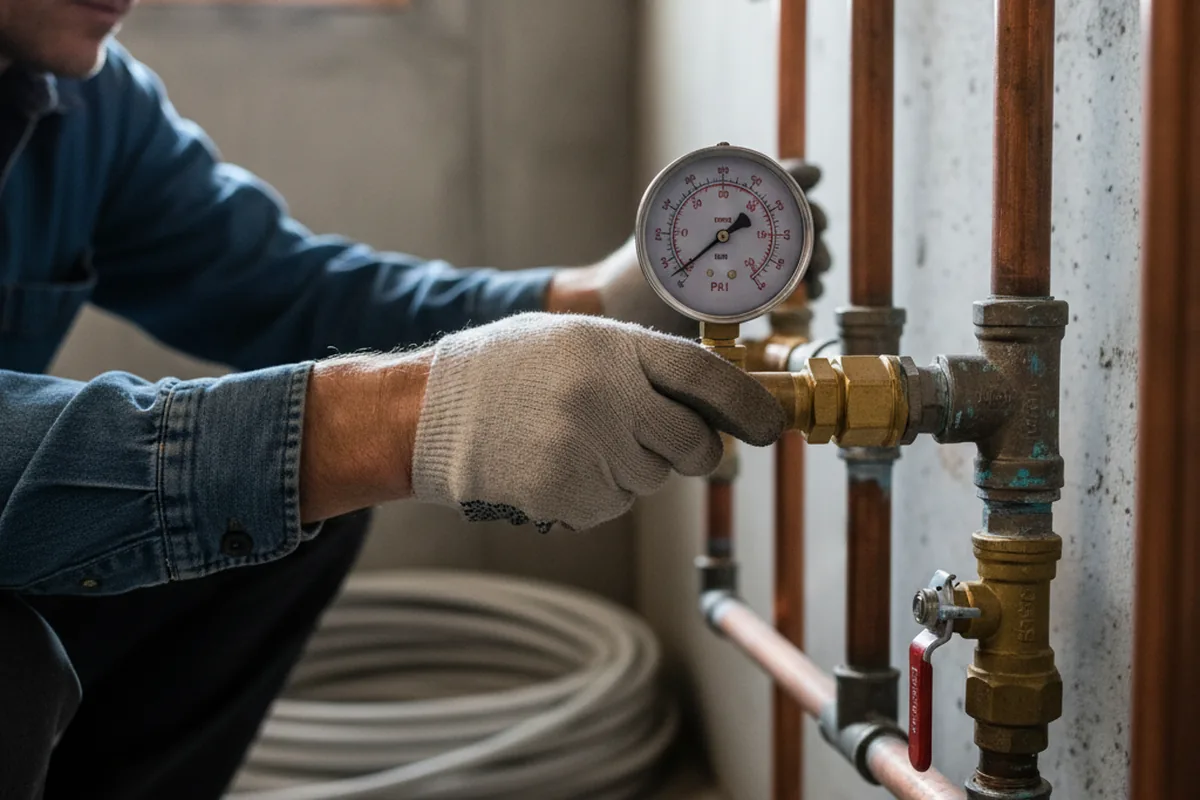 Pressure testing a repaired line during Water Line Repair in New Milford